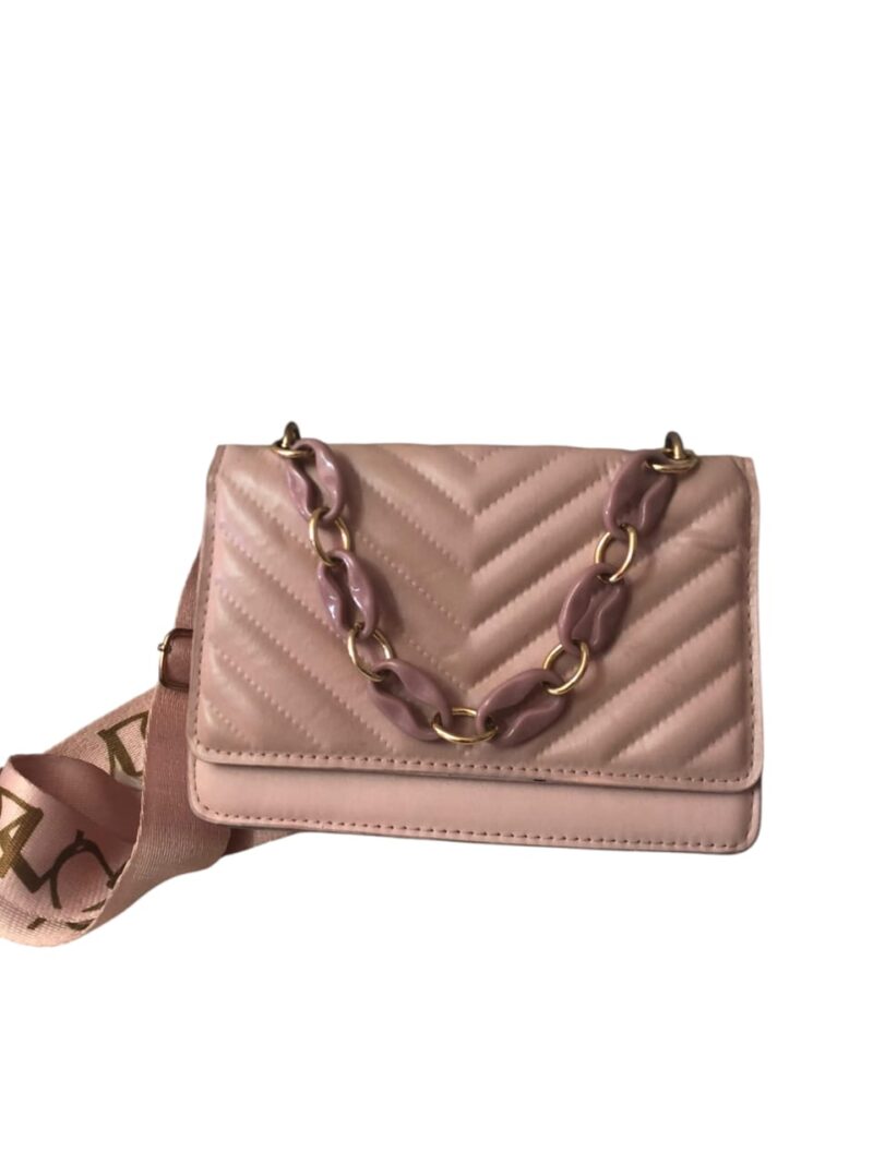 Bolsa De Mano con Strap Rosa